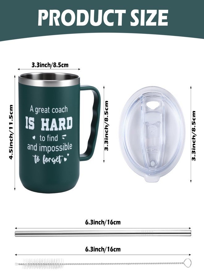 Uiifan 4 Sets Thank You Gifts for Coach Christmas 16 oz Coach Cup with Handle Straw Lid Straw Brush Stainless Steel Insulated Sports Team Coffee Mug for Xmas Appreciation Retirement Gift(Mixed Color) - Image 2